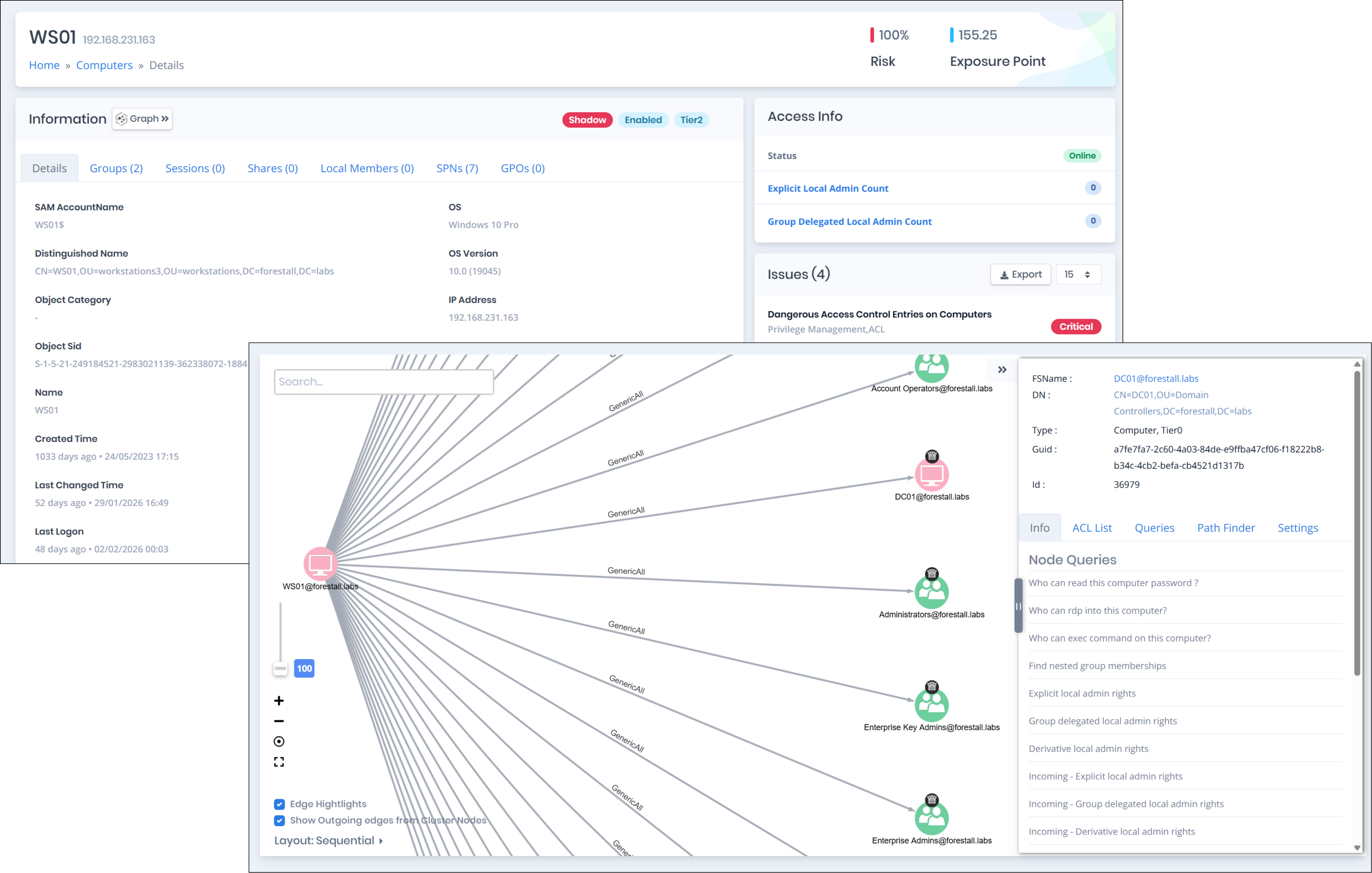 Computers and machine accounts with excessive privilege
